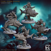 Tidal Sharks Riders A-D Set (50mm Base, mit allen Händen)